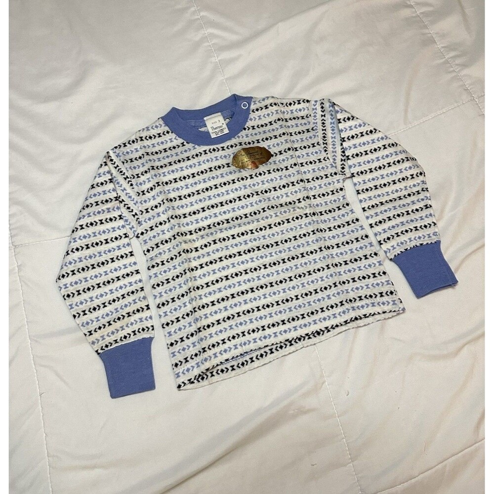 VTG 60s/70s Thermo Deadstock Toddler Geometric Shirt Sz 3 Long Sleeve Retro New